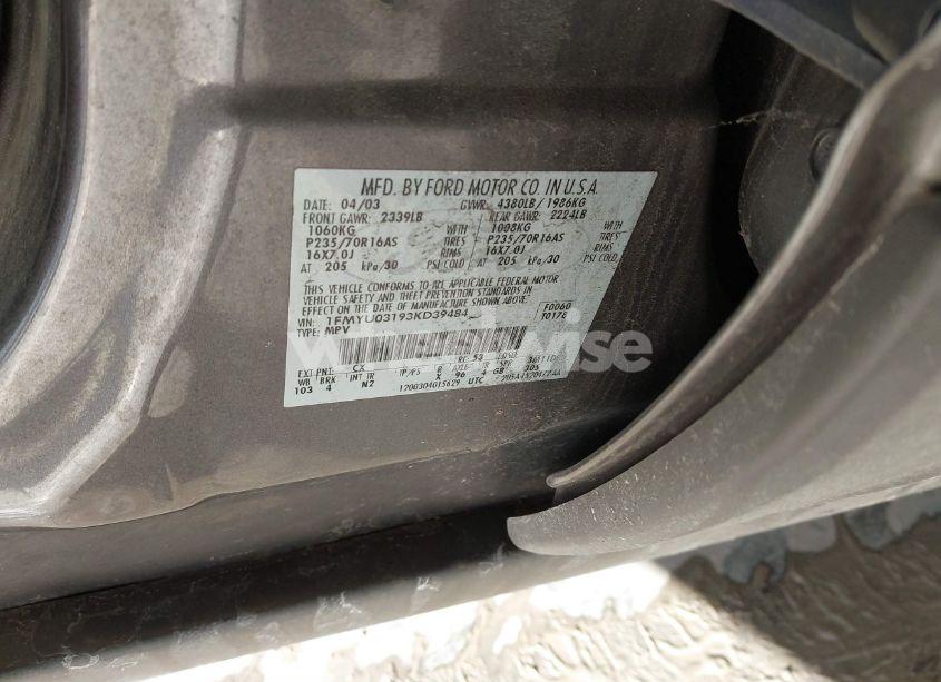 Photo 9 of 2003 Ford Escape XLT (VIN 1FMYU03193KD39484)