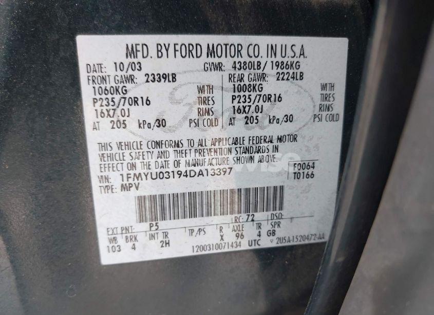 Photo 9 of 2004 Ford Escape XLT (VIN 1FMYU03194DA13397)