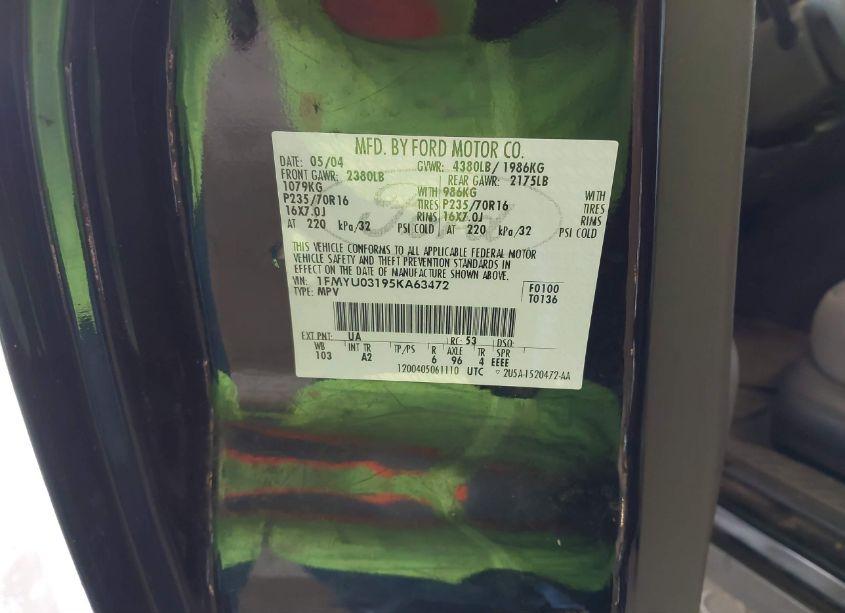 Photo 9 of 2005 Ford Escape XLT (VIN 1FMYU03195KA63472)