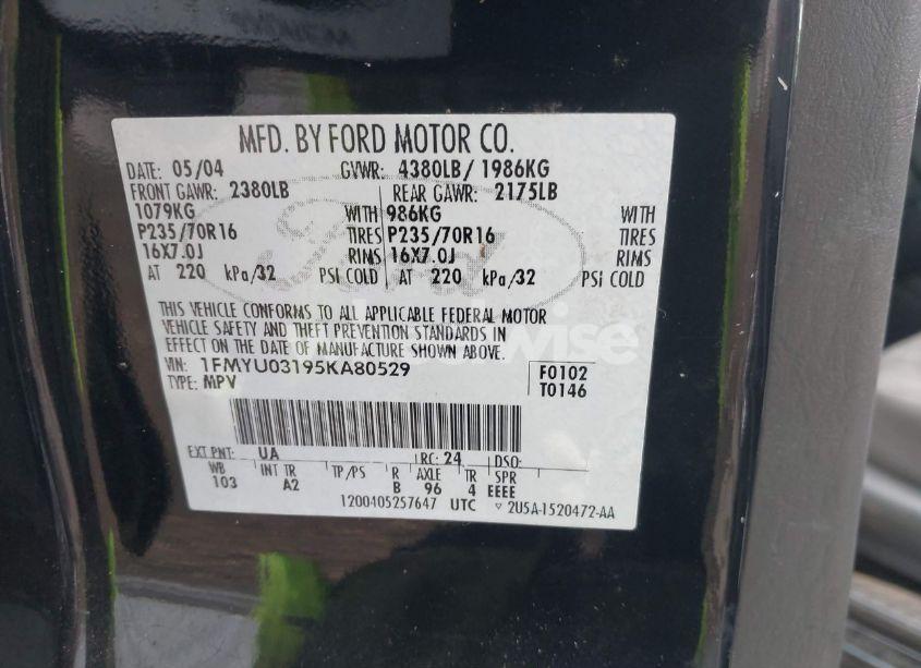 Photo 9 of 2005 Ford Escape XLT (VIN 1FMYU03195KA80529)