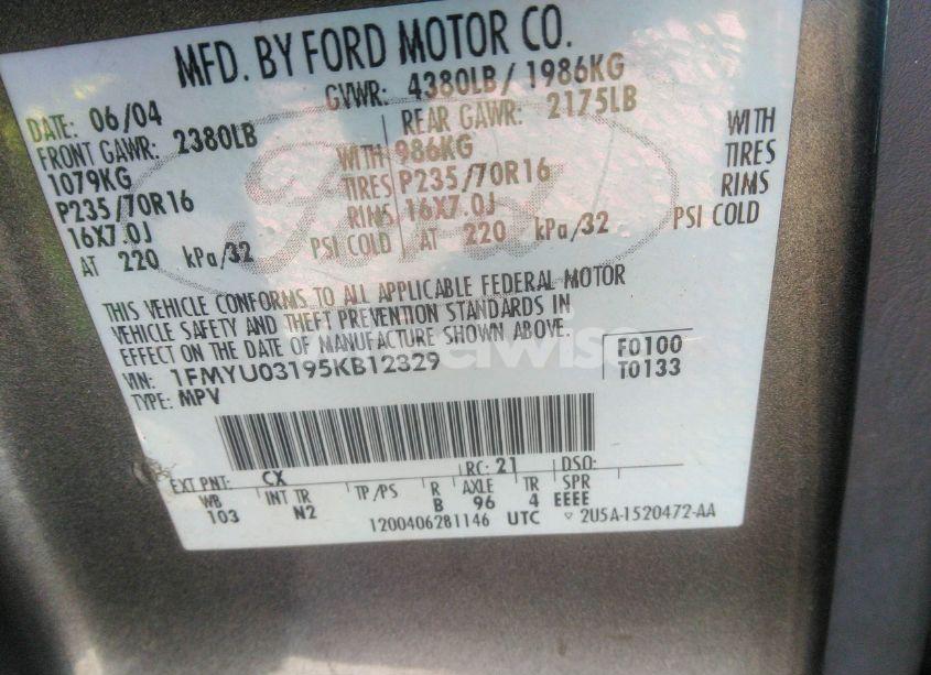 Photo 9 of 2005 Ford Escape XLT (VIN 1FMYU03195KB12329)