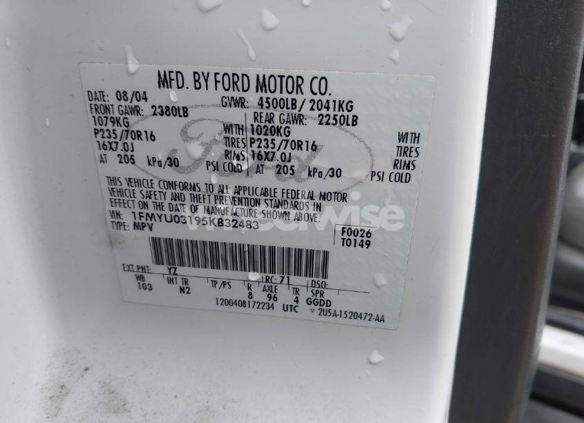 Photo 9 of 2005 Ford Escape XLT (VIN 1FMYU03195KB32483)