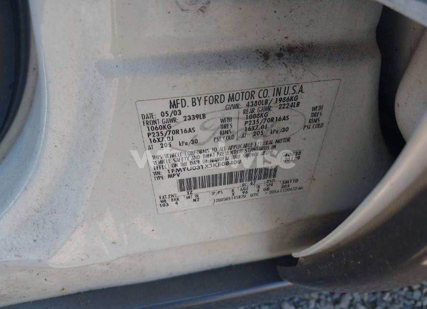 Photo 9 of 2003 Ford Escape XLT (VIN 1FMYU031X3KE08408)