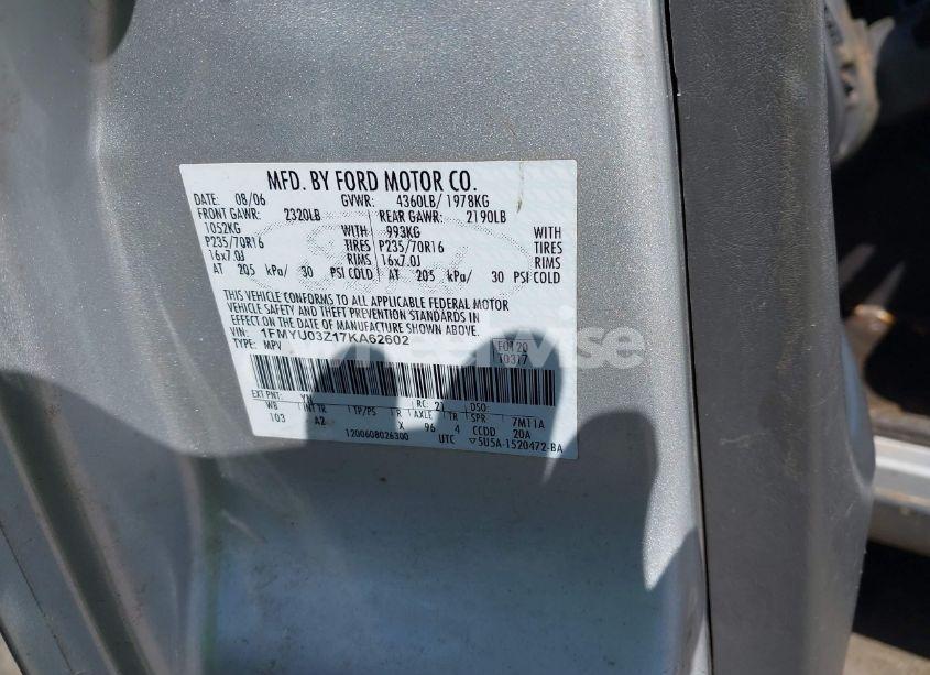 Photo 9 of 2007 Ford Escape XLT (VIN 1FMYU03Z17KA62602)