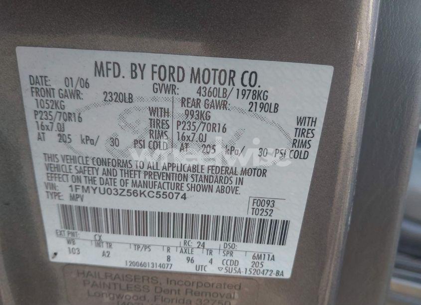 Photo 9 of 2006 Ford Escape XLT (VIN 1FMYU03Z56KC55074)