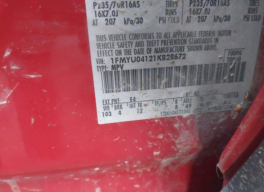 Photo 9 of 2001 Ford Escape XLT (VIN 1FMYU04121KB28672)