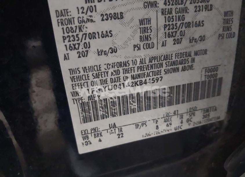 Photo 9 of 2002 Ford Escape XLT (VIN 1FMYU04142KB44597)