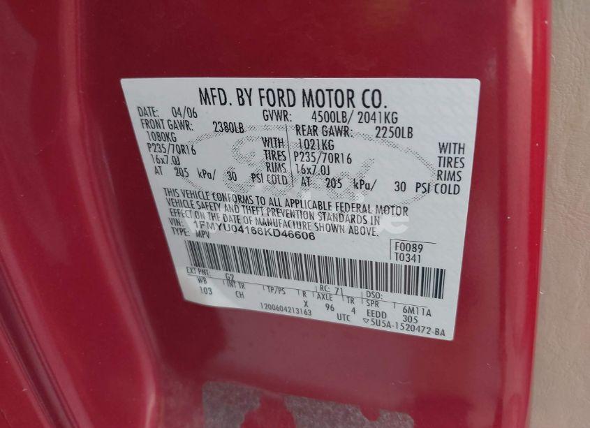 Photo 9 of 2006 Ford Escape LIMITED (VIN 1FMYU04166KD46606)