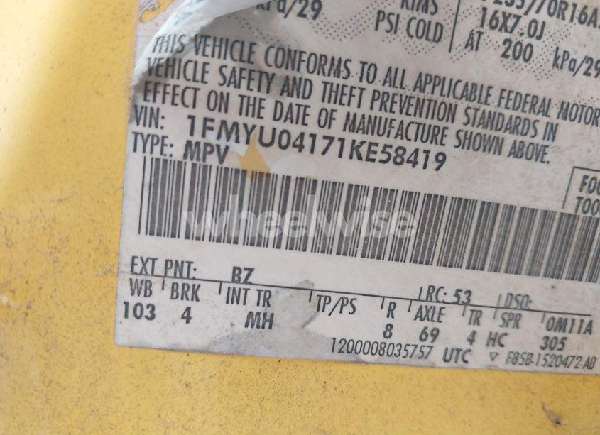 Photo 9 of 2001 Ford Escape XLT (VIN 1FMYU04171KE58419)