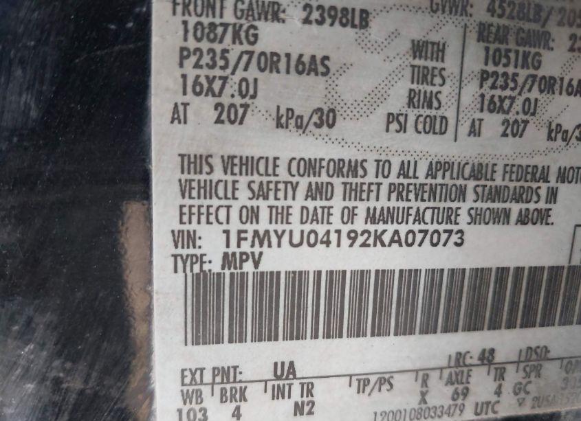 Photo 9 of 2002 Ford Escape XLT (VIN 1FMYU04192KA07073)