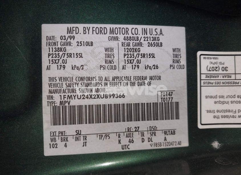 Photo 9 of 1999 Ford Explorer SPORT (VIN 1FMYU24X2XUB99366)