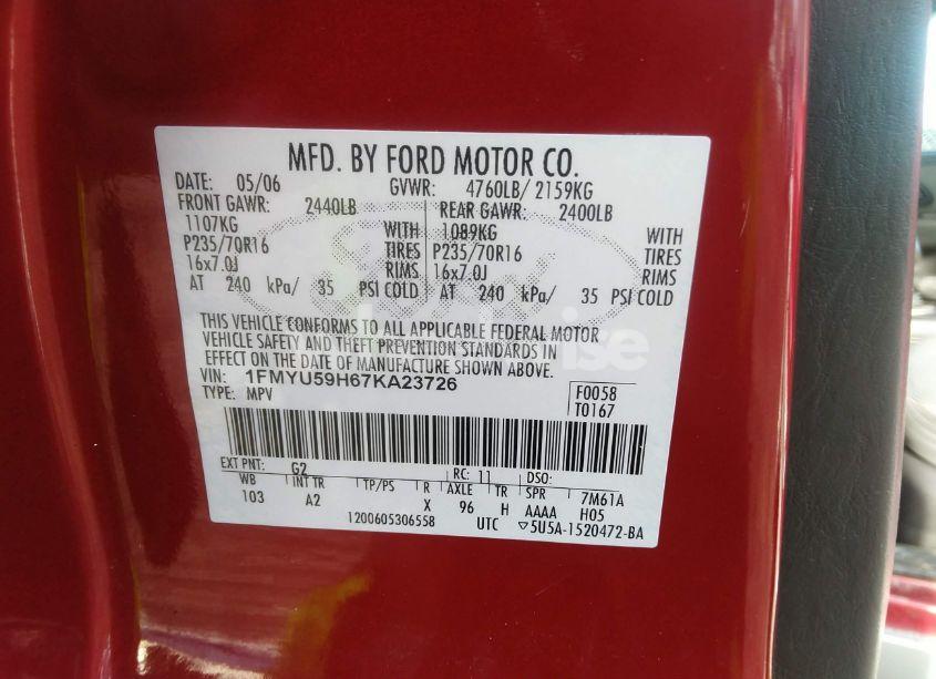 Photo 9 of 2007 Ford Escape HYBRID (VIN 1FMYU59H67KA23726)