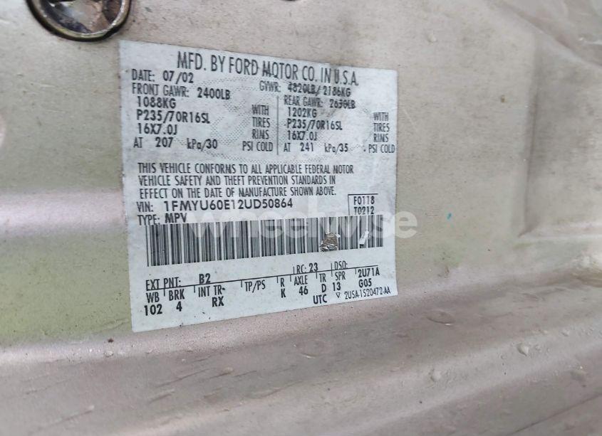 Photo 9 of 2002 Ford Explorer SPORT (VIN 1FMYU60E12UD50864)
