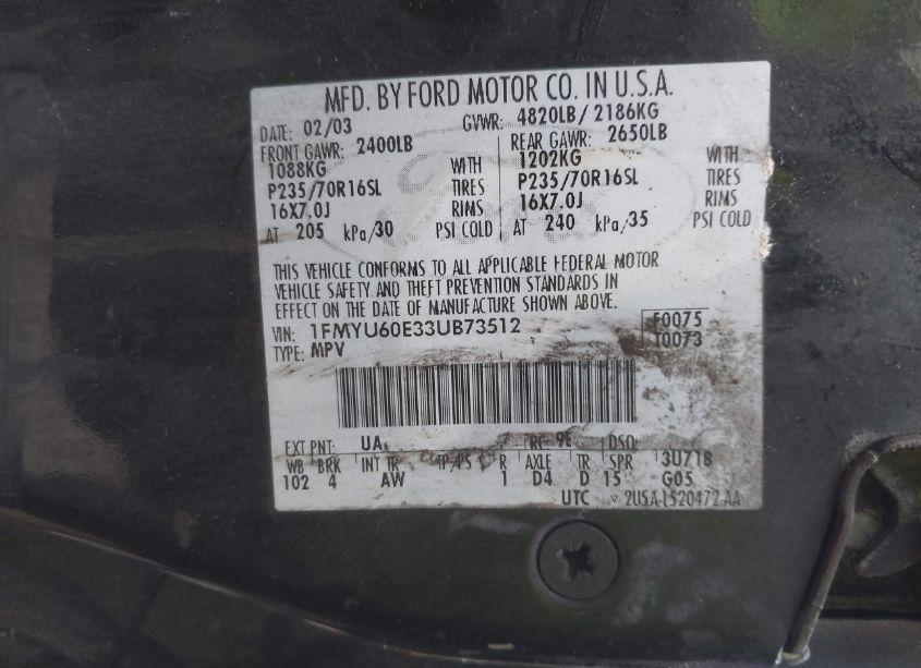 Photo 9 of 2003 Ford Explorer SPORT (VIN 1FMYU60E33UB73512)