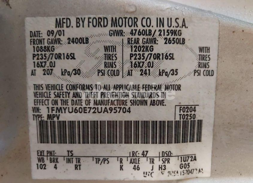 Photo 9 of 2002 Ford Explorer SPORT (VIN 1FMYU60E72UA95704)