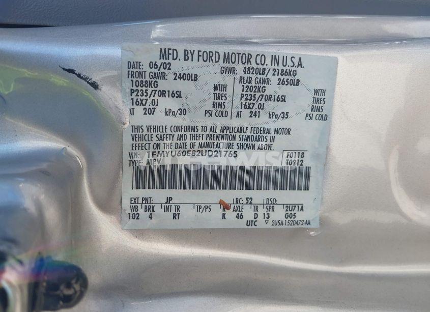 Photo 9 of 2002 Ford Explorer SPORT (VIN 1FMYU60E82UD21765)