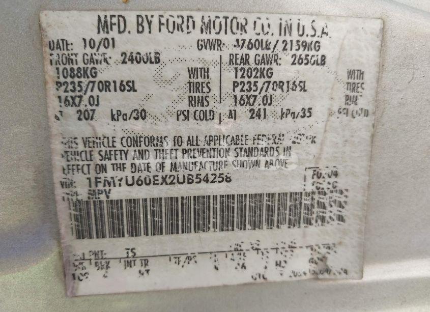 Photo 9 of 2002 Ford Explorer SPORT (VIN 1FMYU60EX2UB54258)