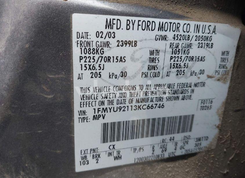 Photo 9 of 2003 Ford Escape XLS (VIN 1FMYU92113KC66746)