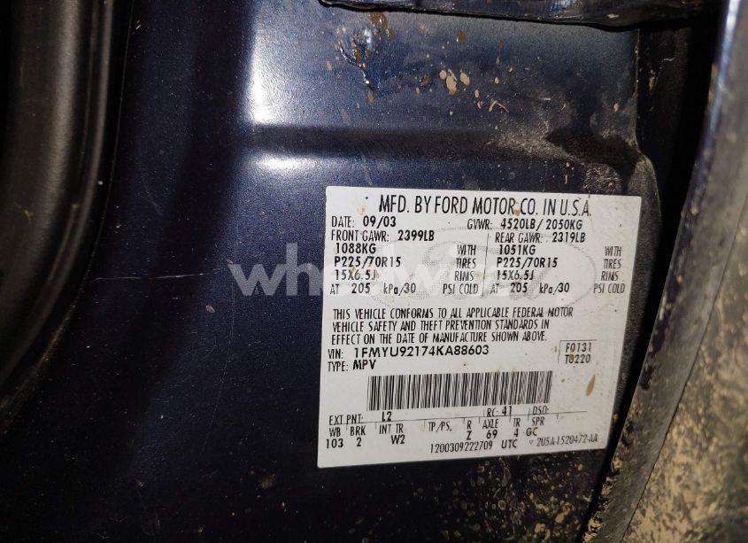 Photo 9 of 2004 Ford Escape XLS (VIN 1FMYU92174KA88603)