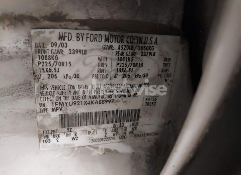 Photo 9 of 2004 Ford Escape XLS (VIN 1FMYU921X4KA88997)