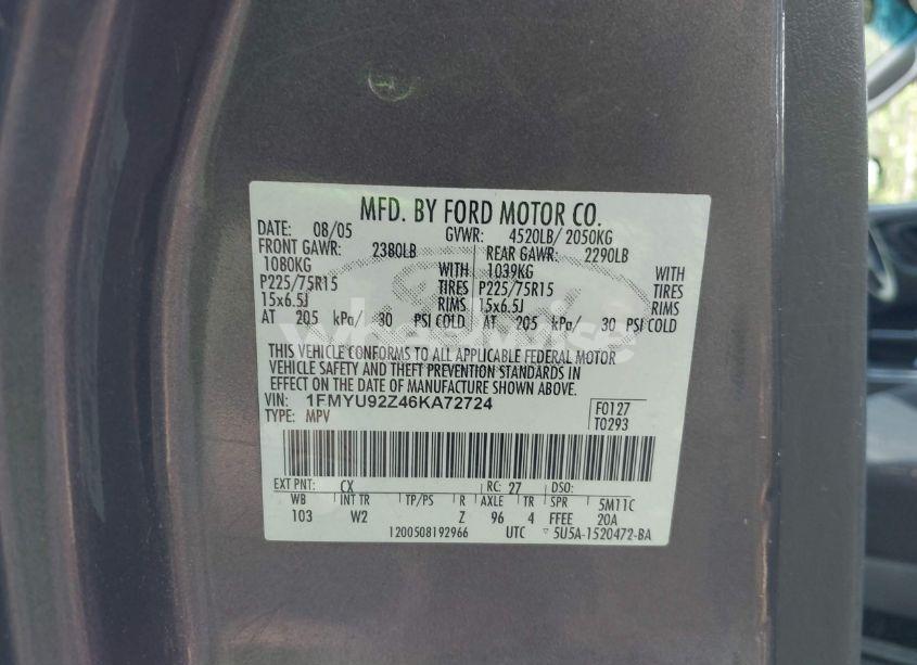 Photo 9 of 2006 Ford Escape XLS/XLS MANUAL (VIN 1FMYU92Z46KA72724)