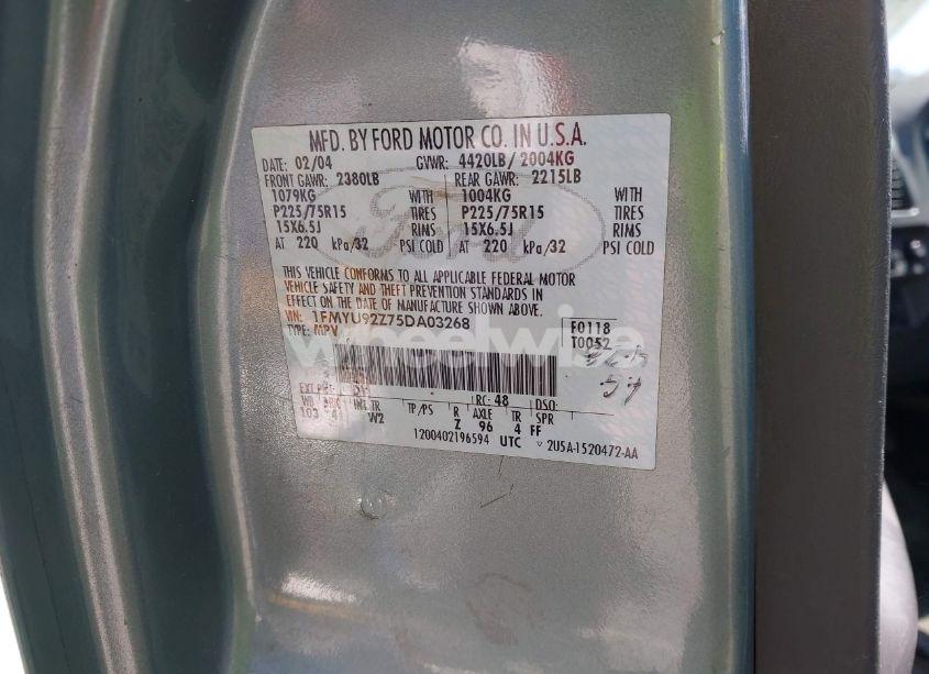 Photo 9 of 2005 Ford Escape XLS (VIN 1FMYU92Z75DA03268)