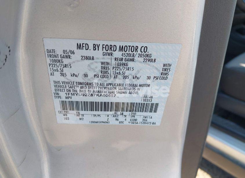 Photo 9 of 2007 Ford Escape XLS/XLS MANUAL (VIN 1FMYU92Z87KA05657)