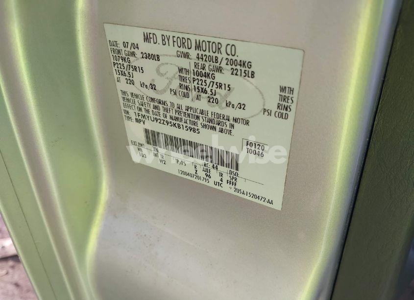 Photo 9 of 2005 Ford Escape XLS (VIN 1FMYU92Z95KB15985)