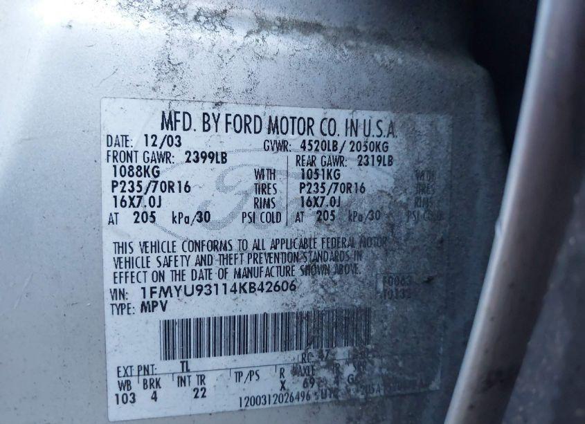 Photo 9 of 2004 Ford Escape XLT (VIN 1FMYU93114KB42606)