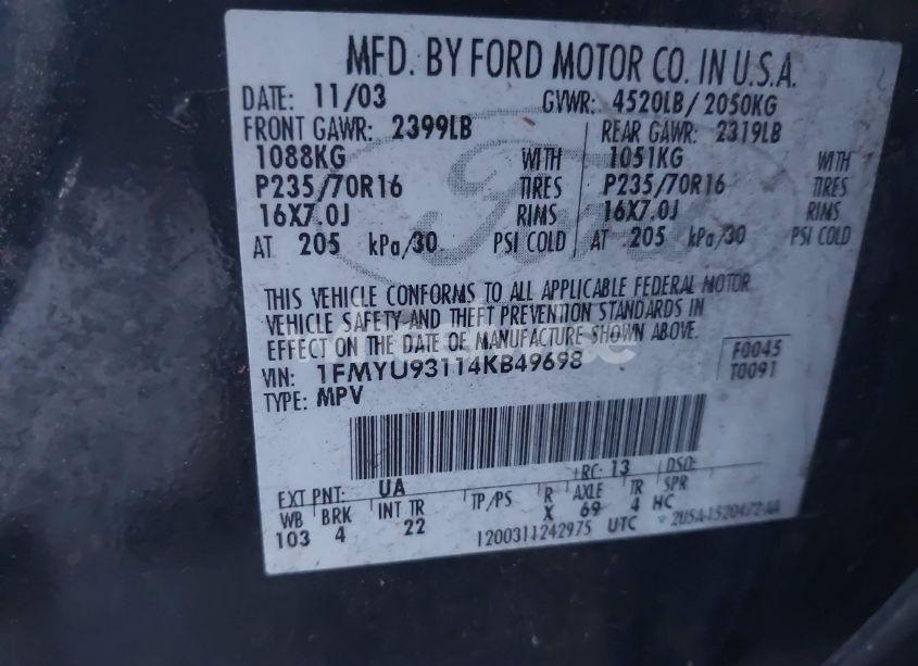 Photo 9 of 2004 Ford Escape XLT (VIN 1FMYU93114KB49698)