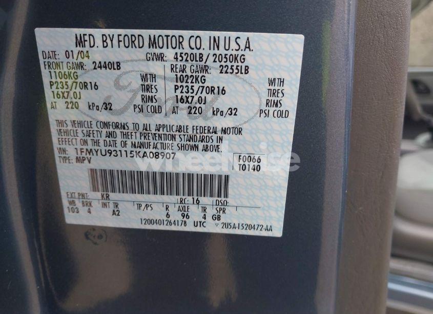 Photo 9 of 2005 Ford Escape XLT (VIN 1FMYU93115KA08907)