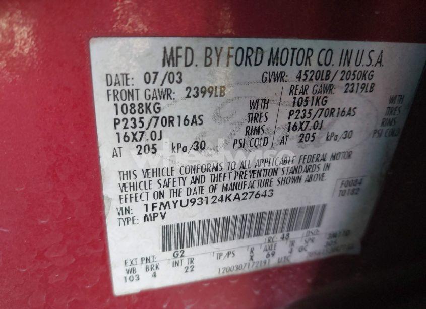 Photo 9 of 2004 Ford Escape XLT (VIN 1FMYU93124KA27643)