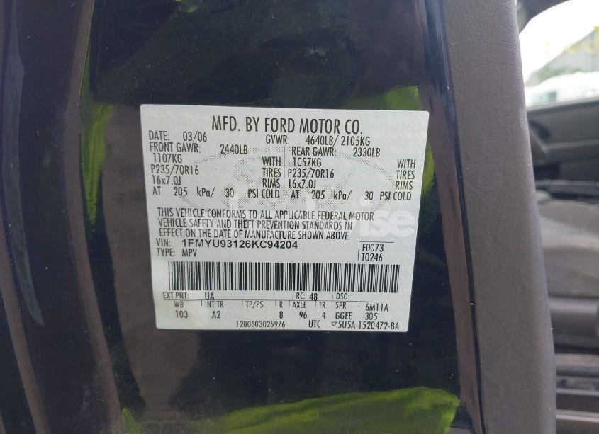 Photo 9 of 2006 Ford Escape XLT/XLT SPORT (VIN 1FMYU93126KC94204)