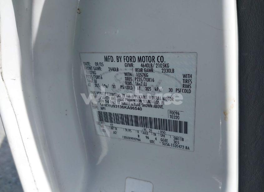 Photo 9 of 2006 Ford Escape XLT/XLT SPORT (VIN 1FMYU93136KA96540)