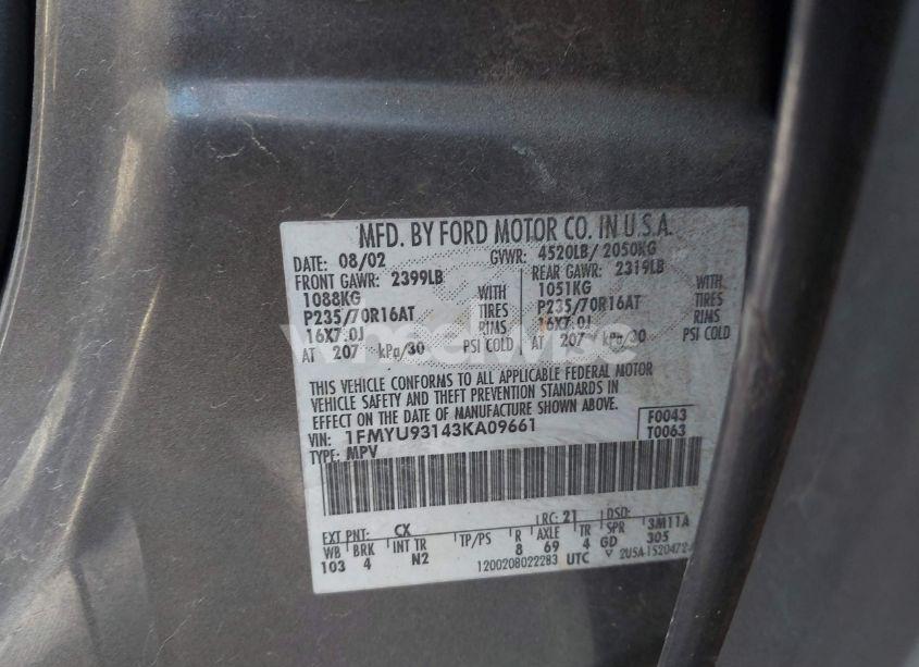 Photo 9 of 2003 Ford Escape XLT (VIN 1FMYU93143KA09661)