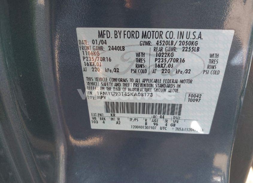 Photo 9 of 2005 Ford Escape XLT (VIN 1FMYU93145KA08173)