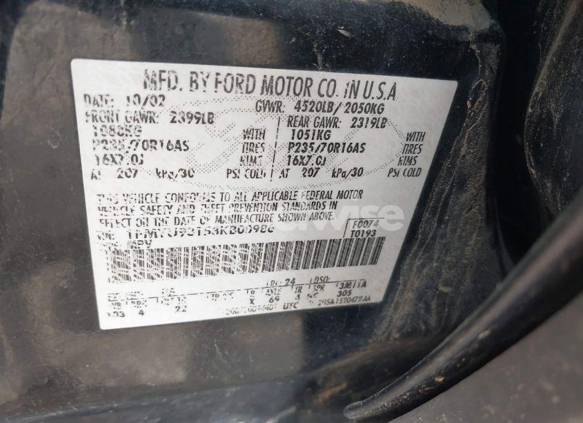 Photo 9 of 2003 Ford Escape XLT (VIN 1FMYU93153KB00986)