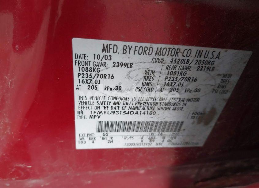 Photo 9 of 2004 Ford Escape XLT (VIN 1FMYU93154DA14180)