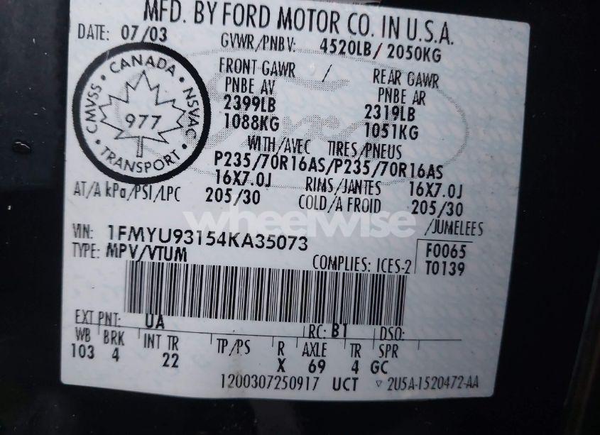 Photo 9 of 2004 Ford Escape XLT (VIN 1FMYU93154KA35073)