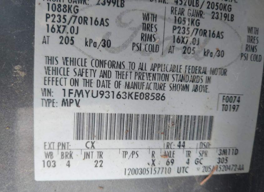 Photo 9 of 2003 Ford Escape XLT (VIN 1FMYU93163KE08586)