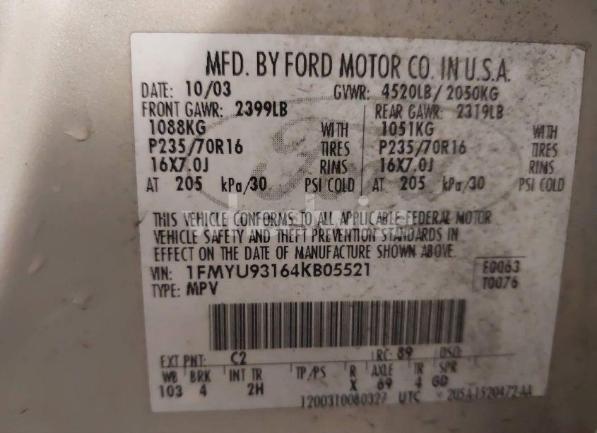 Photo 9 of 2004 Ford Escape XLT (VIN 1FMYU93164KB05521)