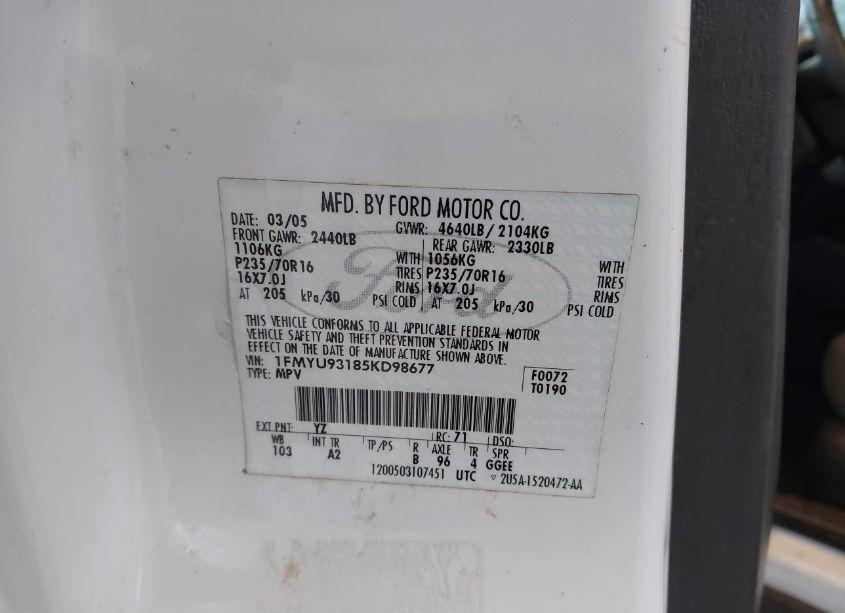 Photo 9 of 2005 Ford Escape XLT (VIN 1FMYU93185KD98677)