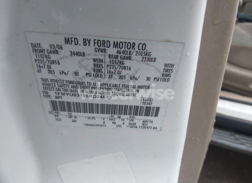 Photo 9 of 2006 Ford Escape XLT/XLT SPORT (VIN 1FMYU93196KD24573)