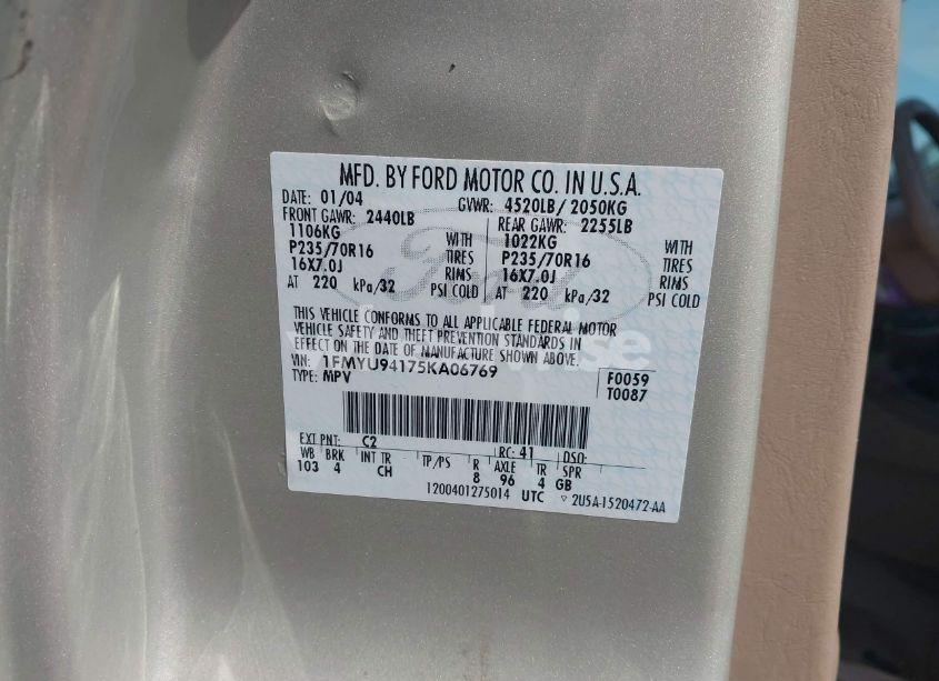 Photo 9 of 2005 Ford Escape LIMITED (VIN 1FMYU94175KA06769)