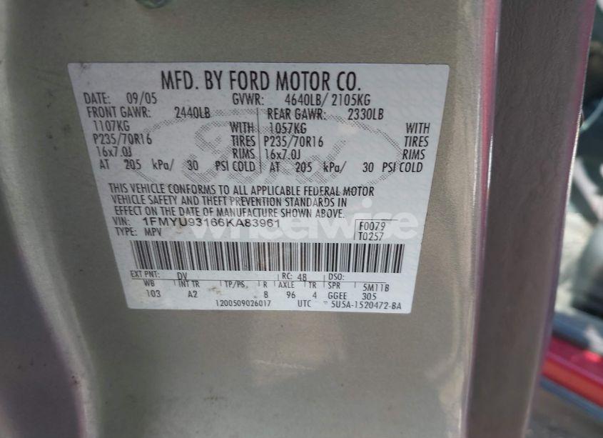 Photo 9 of 2006 Ford Escape HYBRID (VIN 1FMYU95H36KA14087)