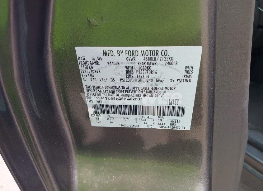 Photo 9 of 2006 Ford Escape HYBRID (VIN 1FMYU95H36KA52807)