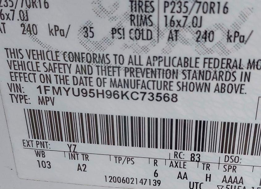 Photo 9 of 2006 Ford Escape HYBRID (VIN 1FMYU95H96KC73568)