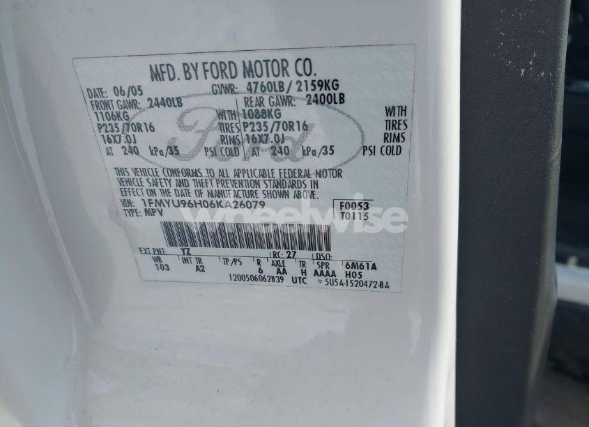 Photo 9 of 2006 Ford Escape HYBRID (VIN 1FMYU96H06KA26079)