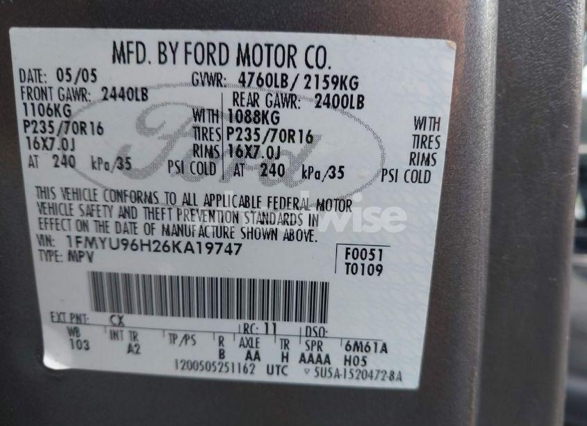 Photo 9 of 2006 Ford Escape HYBRID (VIN 1FMYU96H26KA19747)