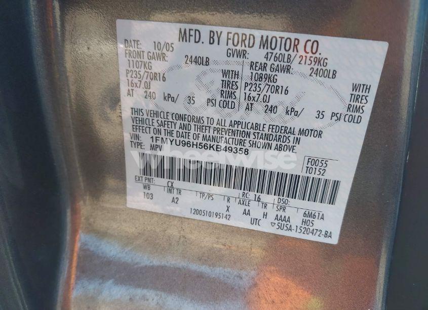 Photo 9 of 2006 Ford Escape HYBRID (VIN 1FMYU96H56KB49358)